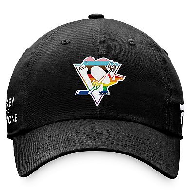 Men's Fanatics Branded Black Pittsburgh Penguins Team Logo Pride Adjustable Hat
