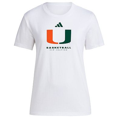Women's adidas White Miami Hurricanes Bench T-Shirt