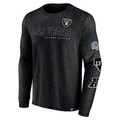 Men's Fanatics Branded Heather Black Las Vegas Raiders High Whip Pitcher Long Sleeve T-Shirt