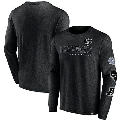 Men's Fanatics Branded Heather Black Las Vegas Raiders High Whip Pitcher Long Sleeve T-Shirt