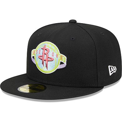Men's New Era Black Houston Rockets Color Pack 59FIFTY Fitted Hat