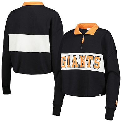 Women's '47 Black San Francisco Giants Remi Quarter-Zip Cropped Top