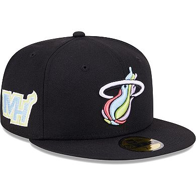 Men's New Era Black Miami Heat Color Pack 59FIFTY Fitted Hat
