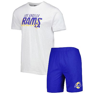 Men's Concepts Sport Royal/White Los Angeles Rams Downfield T-Shirt & Shorts Sleep Set