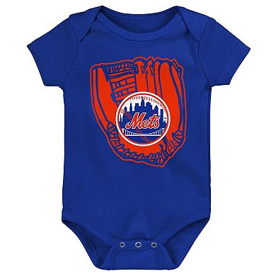 Infant Orange/Royal/White New York Mets Minor League Player Three-Pack Bodysuit Set