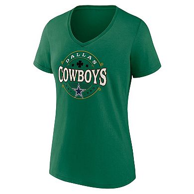 Women's Fanatics Branded Green Dallas Cowboys Lucky Celtic V-Neck T-Shirt