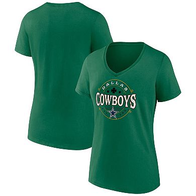Women's Fanatics Branded Green Dallas Cowboys Lucky Celtic V-Neck T-Shirt