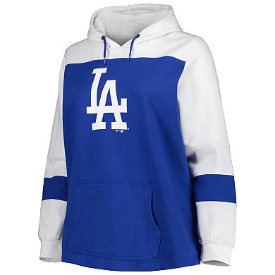 Women's Royal Los Angeles Dodgers Plus Size Colorblock Pullover Hoodie