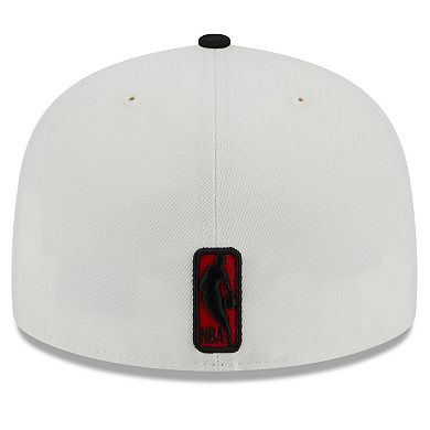 Men's New Era Cream/Black Portland Trail Blazers Retro City Conference Side Patch 59FIFTY Fitted Hat