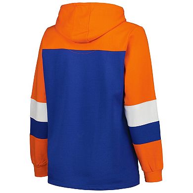 Women's Royal New York Mets Plus Size Colorblock Pullover Hoodie