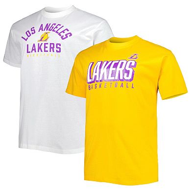 Men's Fanatics Branded Gold/White Los Angeles Lakers Big & Tall Two-Pack T-Shirt Set