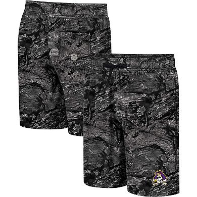 Men's Colosseum Charcoal ECU Pirates Realtree Aspect Ohana Swim Shorts