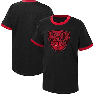 Youth Black Chicago Bulls Hoop City Hometown Ringer T-Shirt