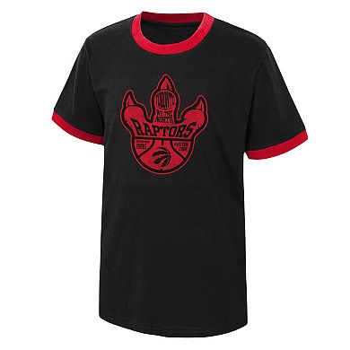 Youth Black Toronto Raptors Hoop City Hometown Ringer T-Shirt