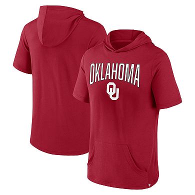 Men's Fanatics Branded Crimson Oklahoma Sooners Outline Lower Arch Hoodie T-Shirt