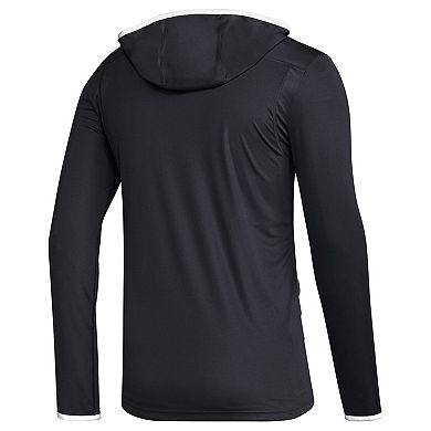 Men's adidas Black Chicago Blackhawks Team Long Sleeve Quarter-Zip Hoodie T-Shirt