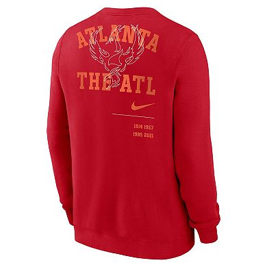 Men's Nike Red Atlanta Braves Statement Ball Game Fleece Pullover Sweatshirt