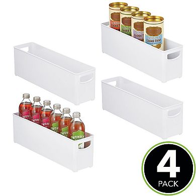 mDesign Plastic Kitchen Pantry Storage Organizer Bin with Handles, 4 Pack