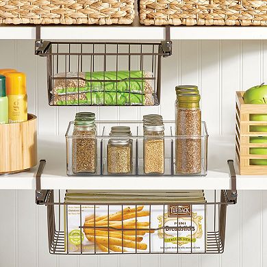 mDesign Metal Under Kitchen Pantry Shelf Hanging Bin Basket - 2 Pack