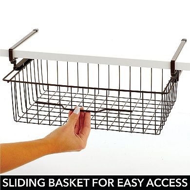 mDesign Metal Under Kitchen Pantry Shelf Hanging Bin Basket - 2 Pack