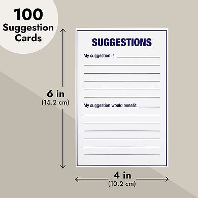 100 Pcs Suggestion Cards For Office, Restaurant, Retail, School, Church (4x6 In)