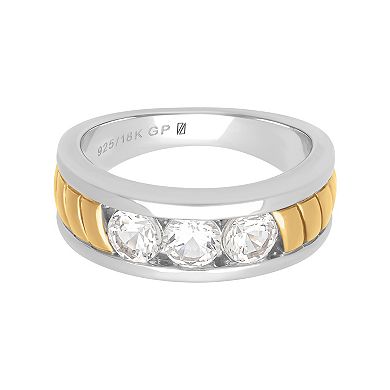 AXL Men's Sterling Silver and 18k Yellow-Gold Plated Sterling Silver 1 1/2 Carat T.W. Lab-Created Sapphire Band