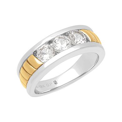 AXL Men's Sterling Silver and 18k Yellow-Gold Plated Sterling Silver 1 1/2 Carat T.W. Lab-Created Sapphire Band