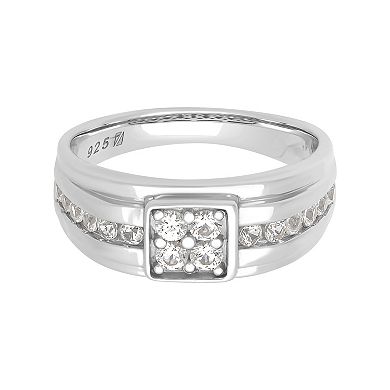 AXL Men's Sterling Silver 1 1/8 Carat T.W. Lab-Created White Sapphire Band