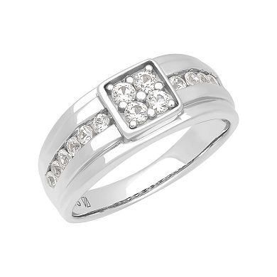 AXL Men's Sterling Silver 1 1/8 Carat T.W. Lab-Created White Sapphire Band
