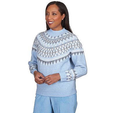 Petite Alfred Dunner Fair Isle Yoke Turtleneck Sweater