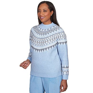 Petite Alfred Dunner Fair Isle Yoke Turtleneck Sweater