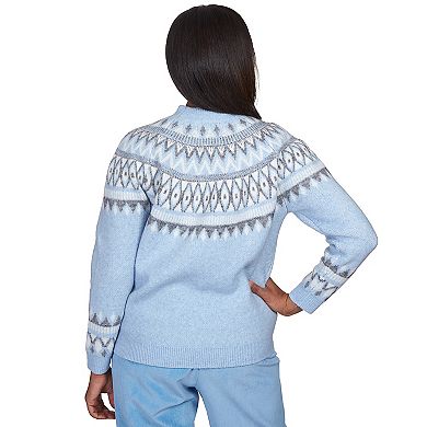 Petite Alfred Dunner Fair Isle Yoke Turtleneck Sweater