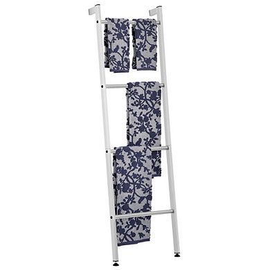 mDesign Metal Free Standing Towel Bar Storage Ladder, 4 Levels