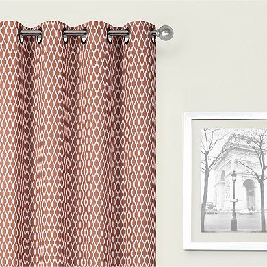 Kate Aurora 2 Pack Amari Contemporary Lattice Light Filtering Grommet Top Window Curtain Panels