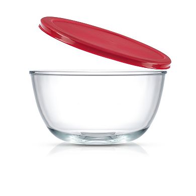 JoyJolt JoyFul 4-pc. Red Lid Glass Mixing Bowls