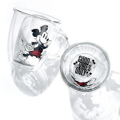 Disney's Mickey Mouse Glitch 2-pc. Double Wall Glass Coffee Mug Set by JoyJolt
