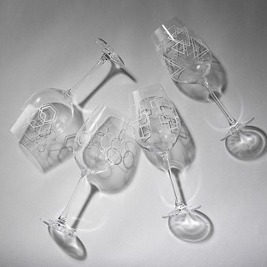 JoyJolt Geo Set of 4 White Wine Glasses