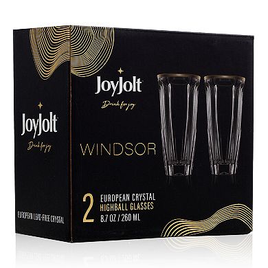 JoyJolt Windsor 2-pc. Crystal Highball Glass Set