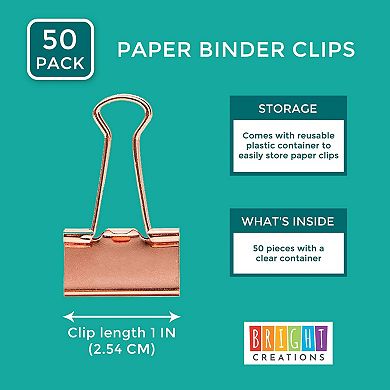 Bright Creations Rose Gold Binder Clips (Medium, 1 in, 50 Pack)