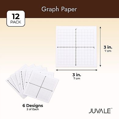 10 Pack Mini Graph Paper Sticky Notes in 6 Designs, 25 Sheets per Pad (3x3 In)
