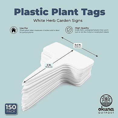 Reusable Herb Labels, Waterproof Plant T Stakes for Gardens, Planters (2.4 x 4 in, 150 Pack)