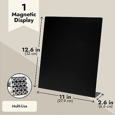 Large Magnetic Metal Board With Easel Stand, Memo Display For Office, School (black, 12.5 In)