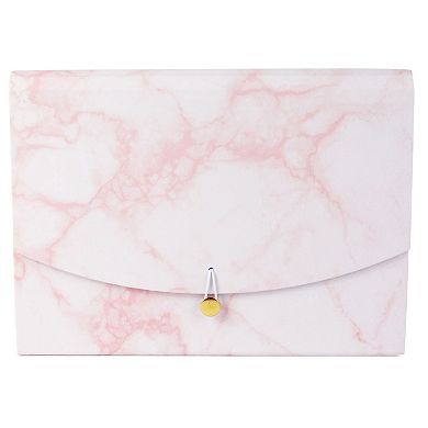 Expandable Folder with 13 Pockets, Pink Marble, 13 x 9.5 x 1.7 Inches