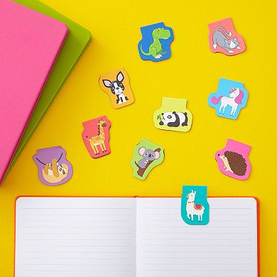 50 Pack Magnetic Bookmark Clips for Kids, Bulk, 10 Animal Designs (1.7 x 1.7 In)
