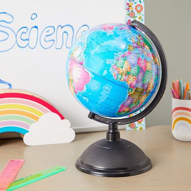 Spinning World Globe with Stand for Kids Learning, Classroom Desk, Students, Geography (8 In)