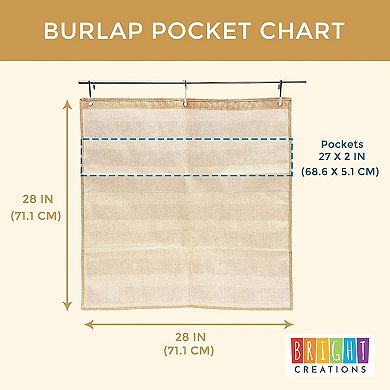 Burlap Pocket Chart with 7 Pockets for Classrooms Incentives, Chore Boards for Kids (28 x 28 In)