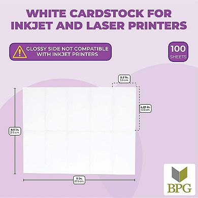 100 Sheets Blank Perforated Paper - 1000 White Card Stock for Laser Printers