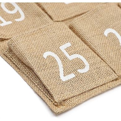 Burlap Cell Phone Holder for Classroom, Numbered Hanging Pocket Organizer for Calculator (23 x 31 In)