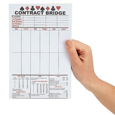 250 Sheets Contract Bridge Score Pads With Trick Values And Tallies, Game Score Cards (5 Notepads)