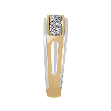 Men's AXL 18k Gold-Plated Silver 1/5 Carat T.W. Diamond Two-Row Band